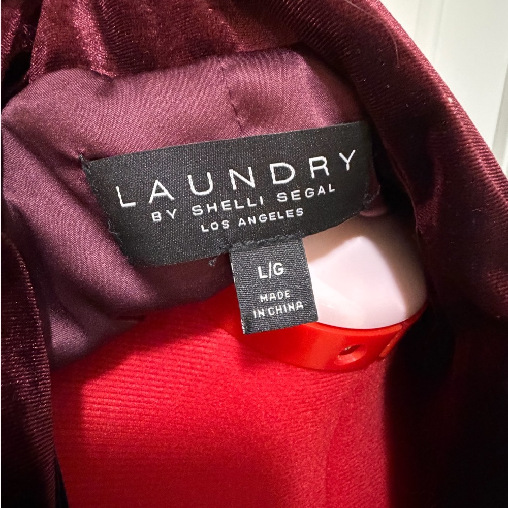 Laundry By Shelli Segal Deep Red/Burgundy Velvet Blazer, sz L - Picture 8 of 8